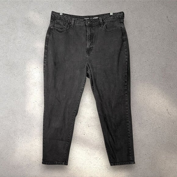 Old Navy Higher High-Rise O.G. Straight Jeans Women’s 18 Black Denim Minimalist - Picture 1 of 7